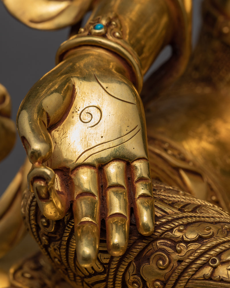 Green Tara Statue | Pure Gold Gilded Buddhist Art