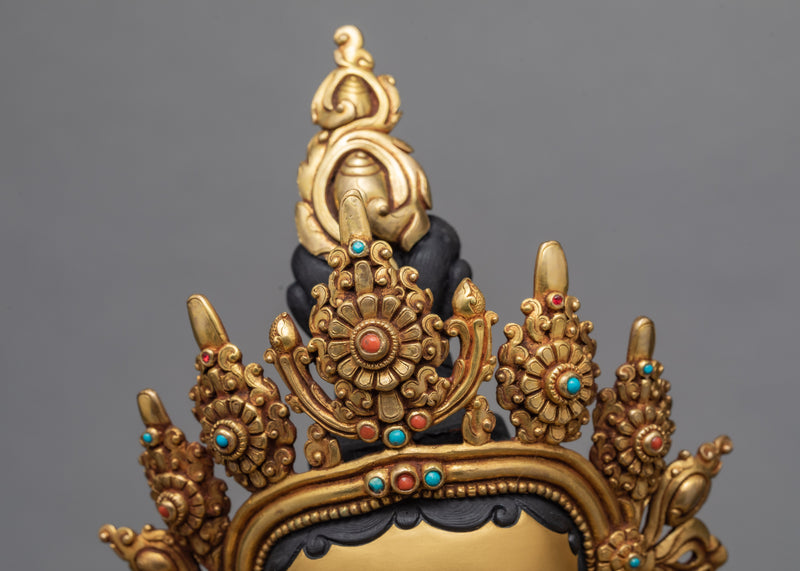 Green Tara Statue | Pure Gold Gilded Buddhist Art