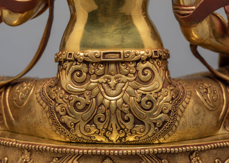 Green Tara Statue | Pure Gold Gilded Buddhist Art