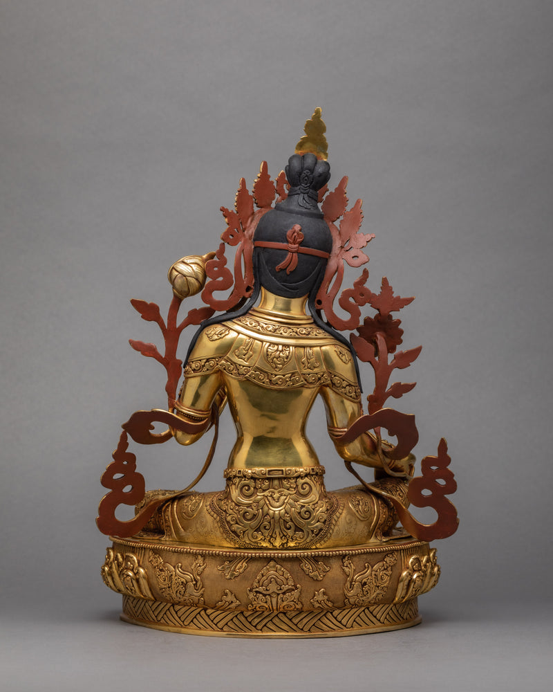 Green Tara Statue | Pure Gold Gilded Buddhist Art