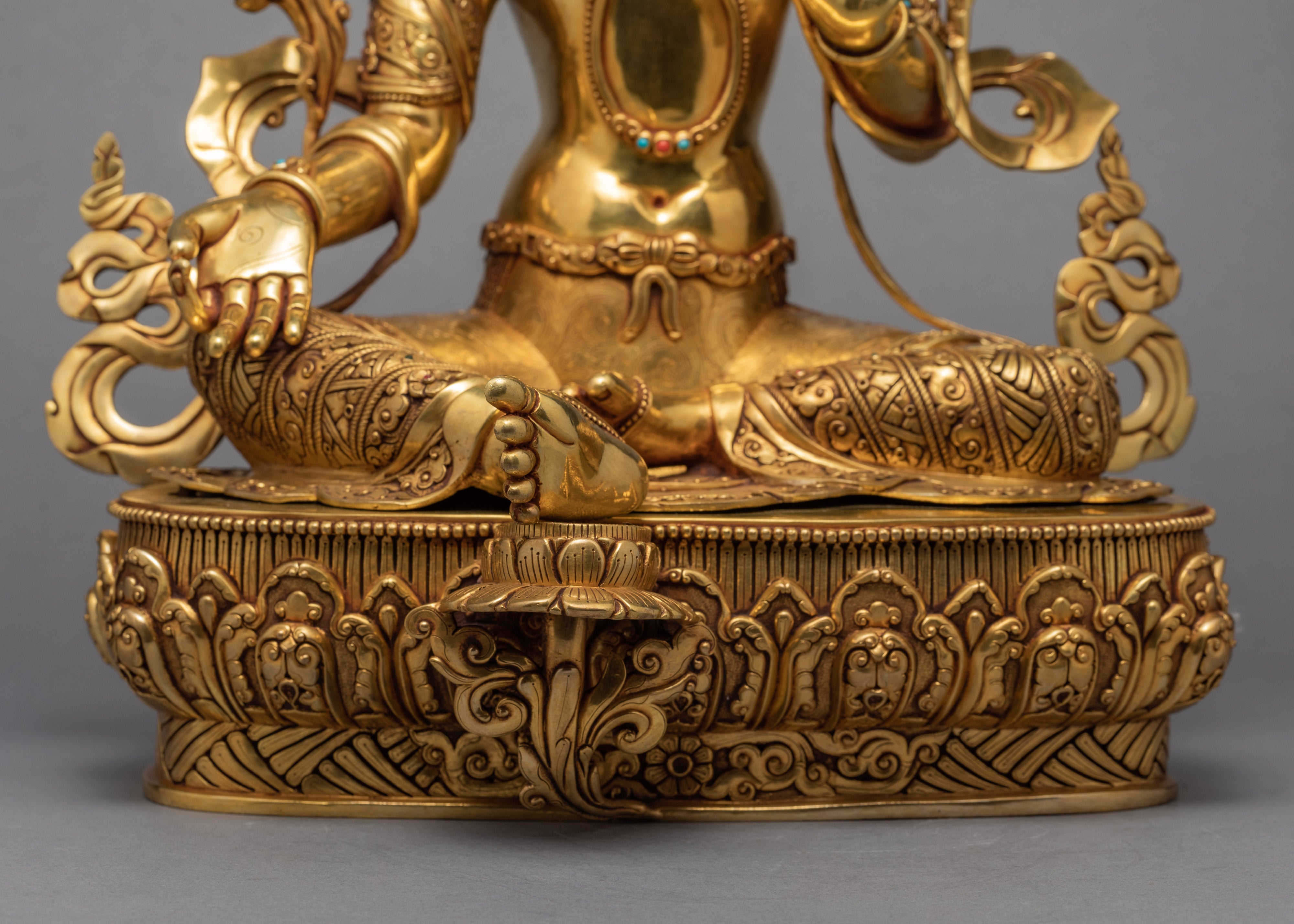 Green Tara Statue | Pure Gold Gilded Buddhist Art