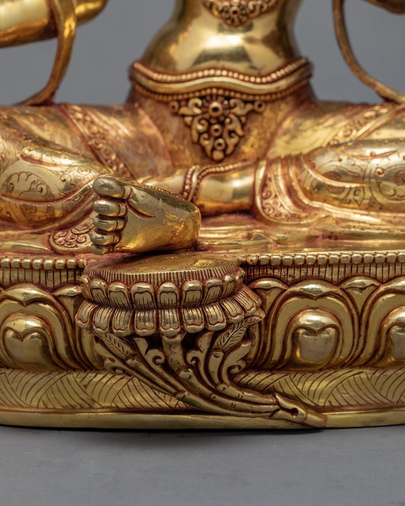 Green Tara Statue | 24k Gold Glided Mother (Drolma) Tara | Hand-Carved Buddhist Statue