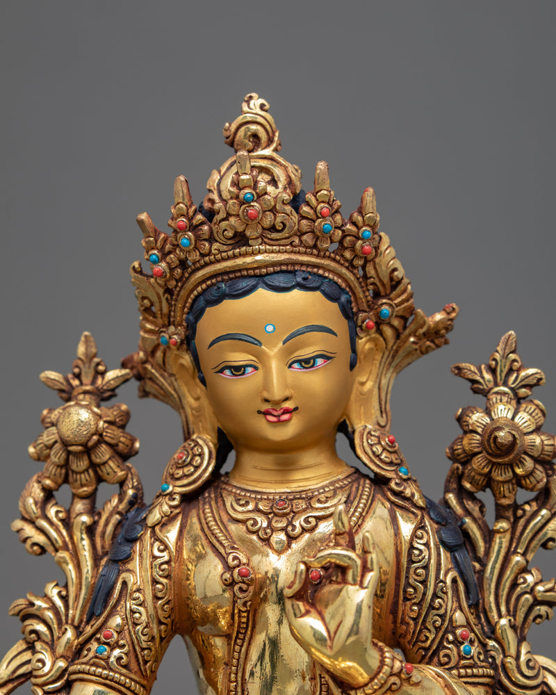 Seated Green Tara | Female Buddha | Deity Statue