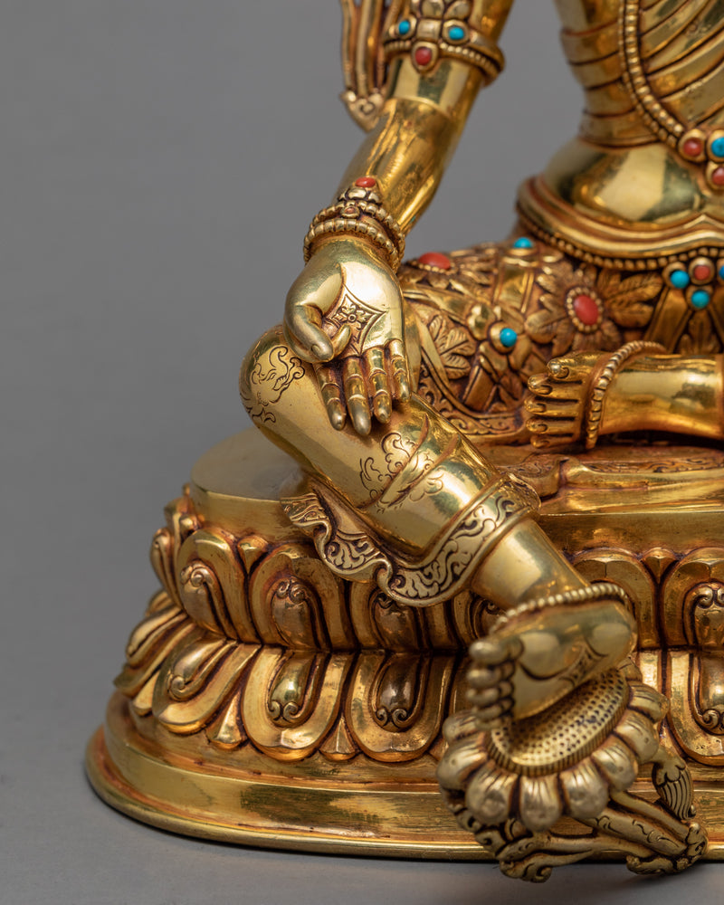 Green Tara Statue | Handmade Bodhisattva Statue With 24K Gold