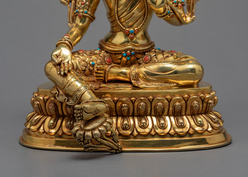 Green Tara Statue | Handmade Bodhisattva Statue With 24K Gold