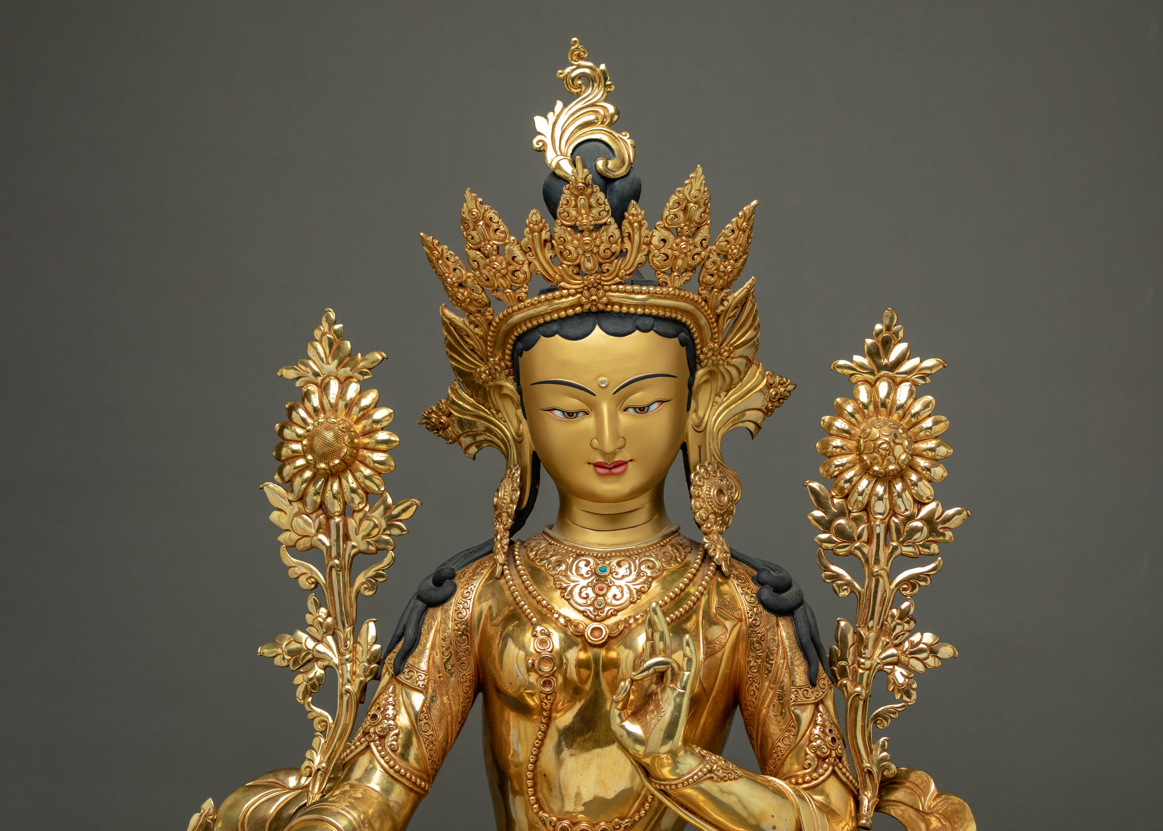 Tara Green Goddess Statue | Traditional Art of Himalayan Buddhism