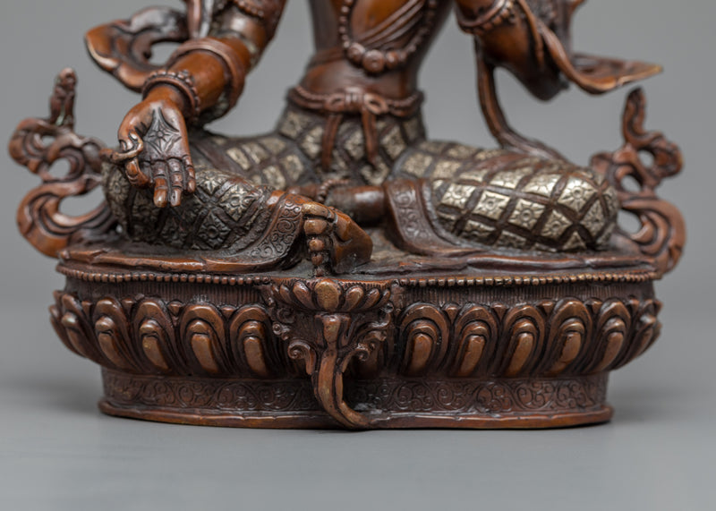 Copper Statue To Practice Mother Tara Mantra | Traditional Himalayan Green Tara Sculpture