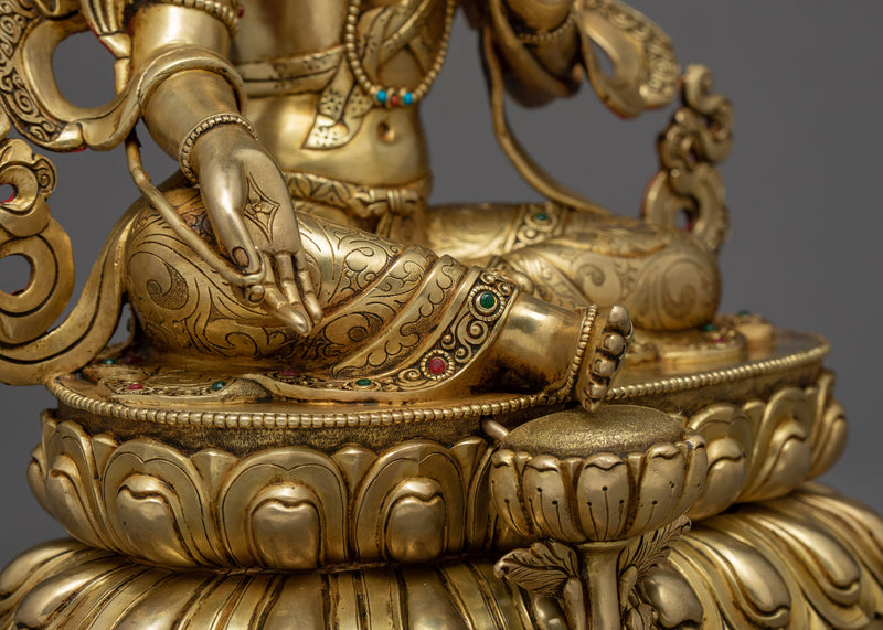 Seated Green Tara Statue | Bodhisattva