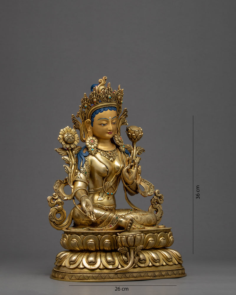 Seated Green Tara Statue | Bodhisattva