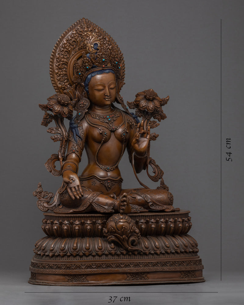 Green Tara Copper Statue | Handmade Buddhist Female Buddha