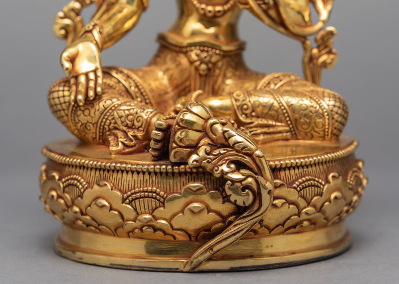 Green Tara | Gold Gilded Buddhist Art | Tara Statue