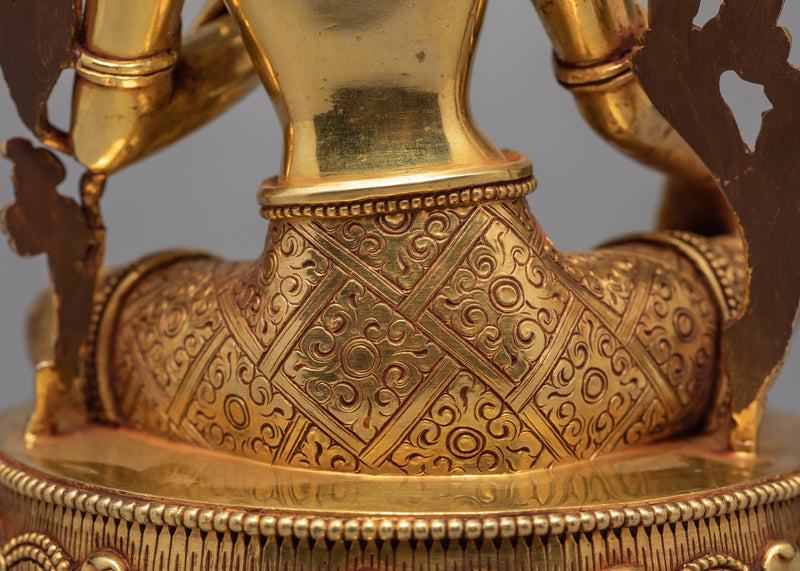 Green Tara | Gold Gilded Buddhist Art | Tara Statue