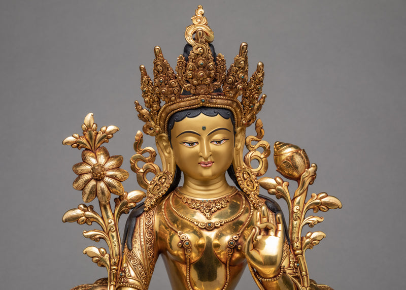 Green Tara Statue | Tibetan Buddhist Sculpture | Bodhisattva Tara Statue