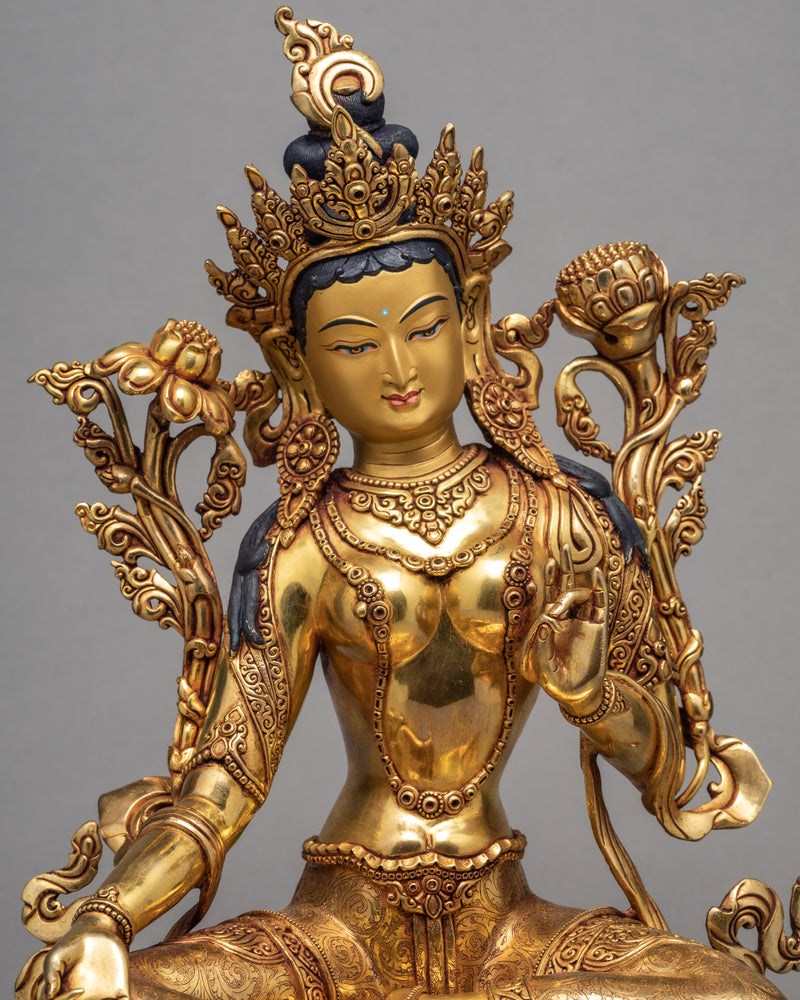 Green Tara Art | Handmade Bodhisattva Statue