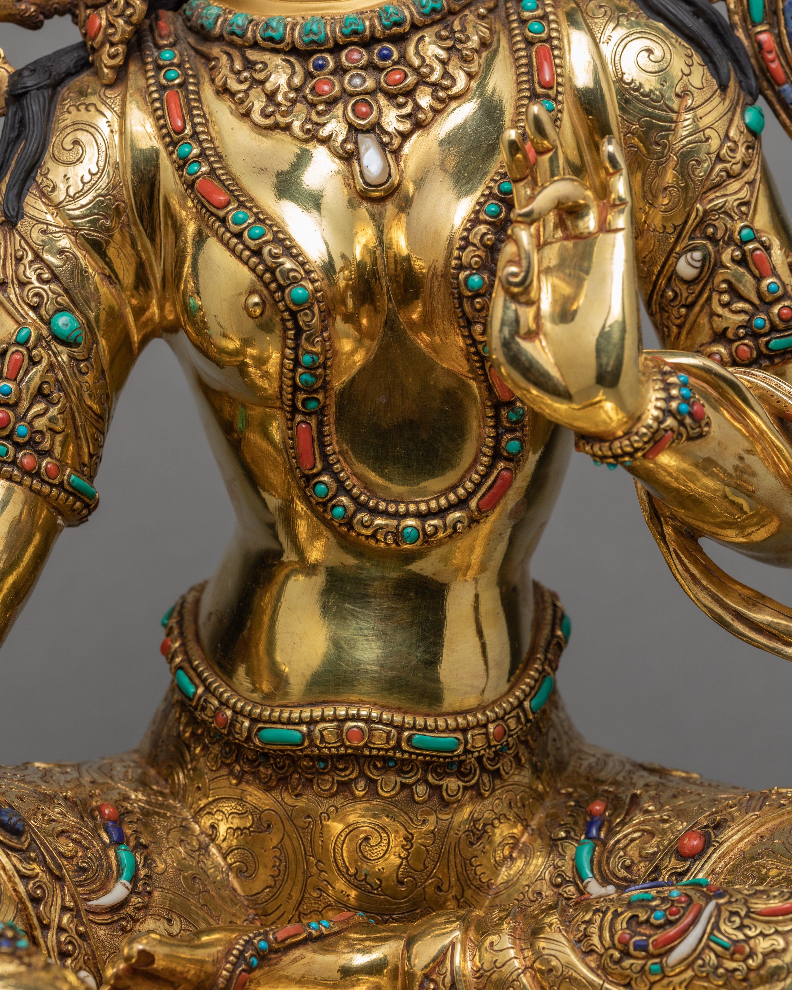 Green Tara Statue | Traditionally Handcarved Buddhist Tara Statue