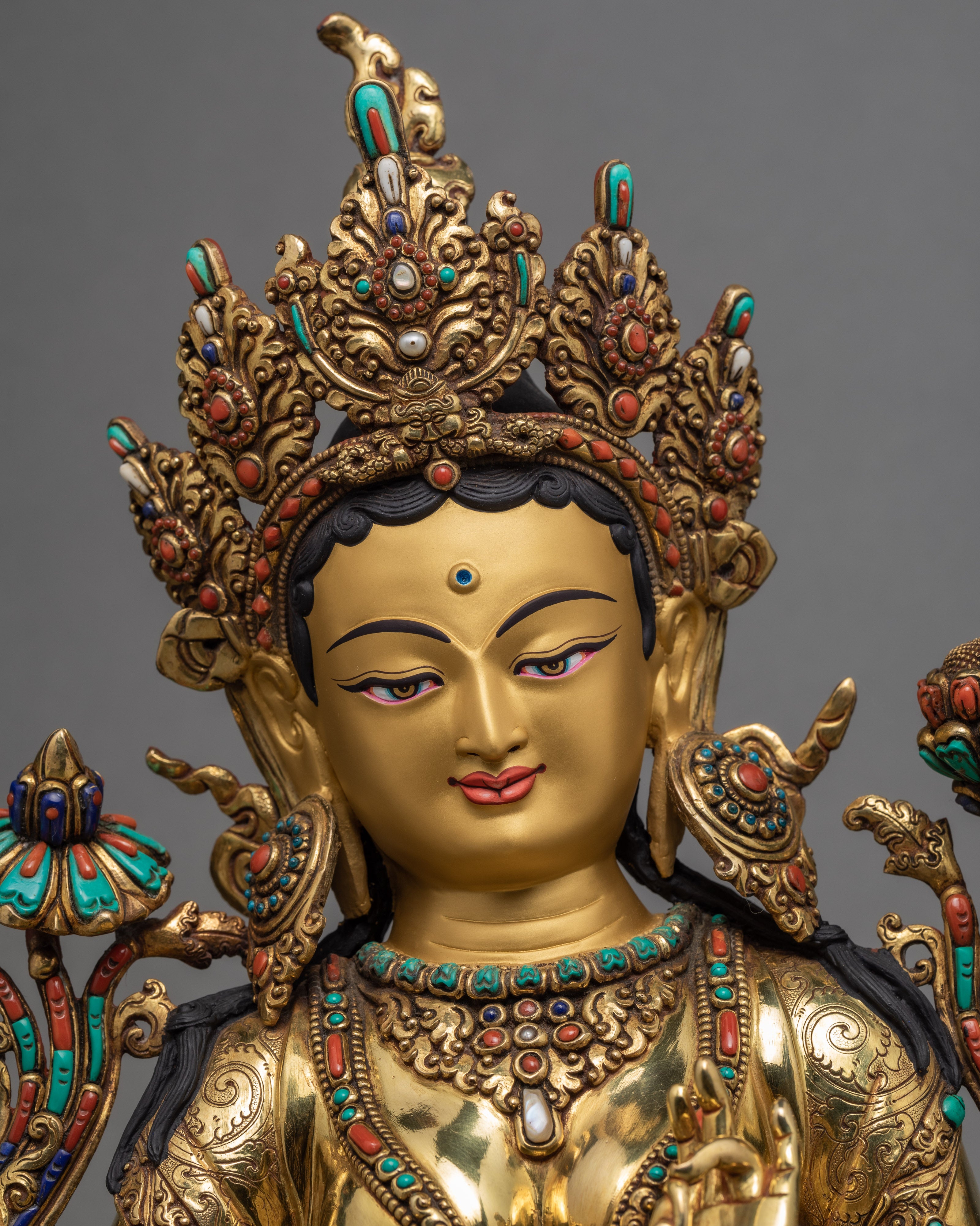 Green Tara Statue | Traditionally Handcarved Buddhist Tara Statue