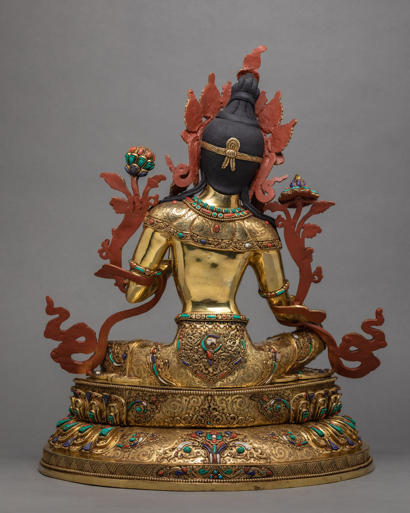 Green Tara Statue | Traditionally Handcarved Buddhist Tara Statue