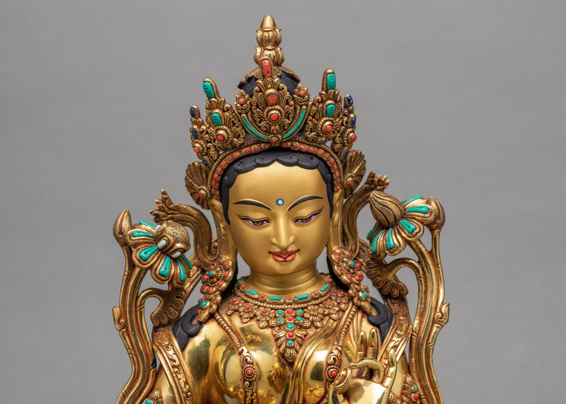 Green Tara Statue | Tara Statue | 24K Gold Tara Statue