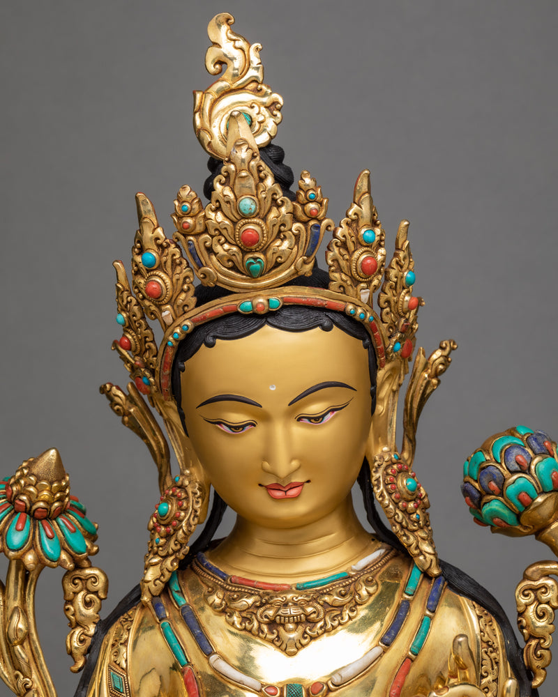 Magnificent Tara Statue | Tibetan Buddhist Art | Green Tara Statue