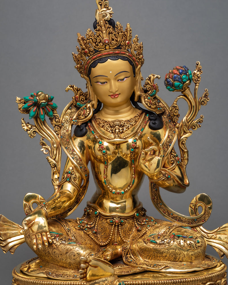 Green Tara Statue | Dakini Buddhist Sculpture | Tara Statue