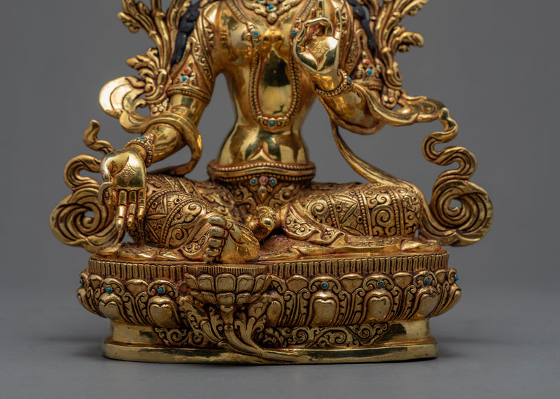 Green Tara Statue | 24k Gold Glided Mother Tara | Dakini Buddhist Sculpture