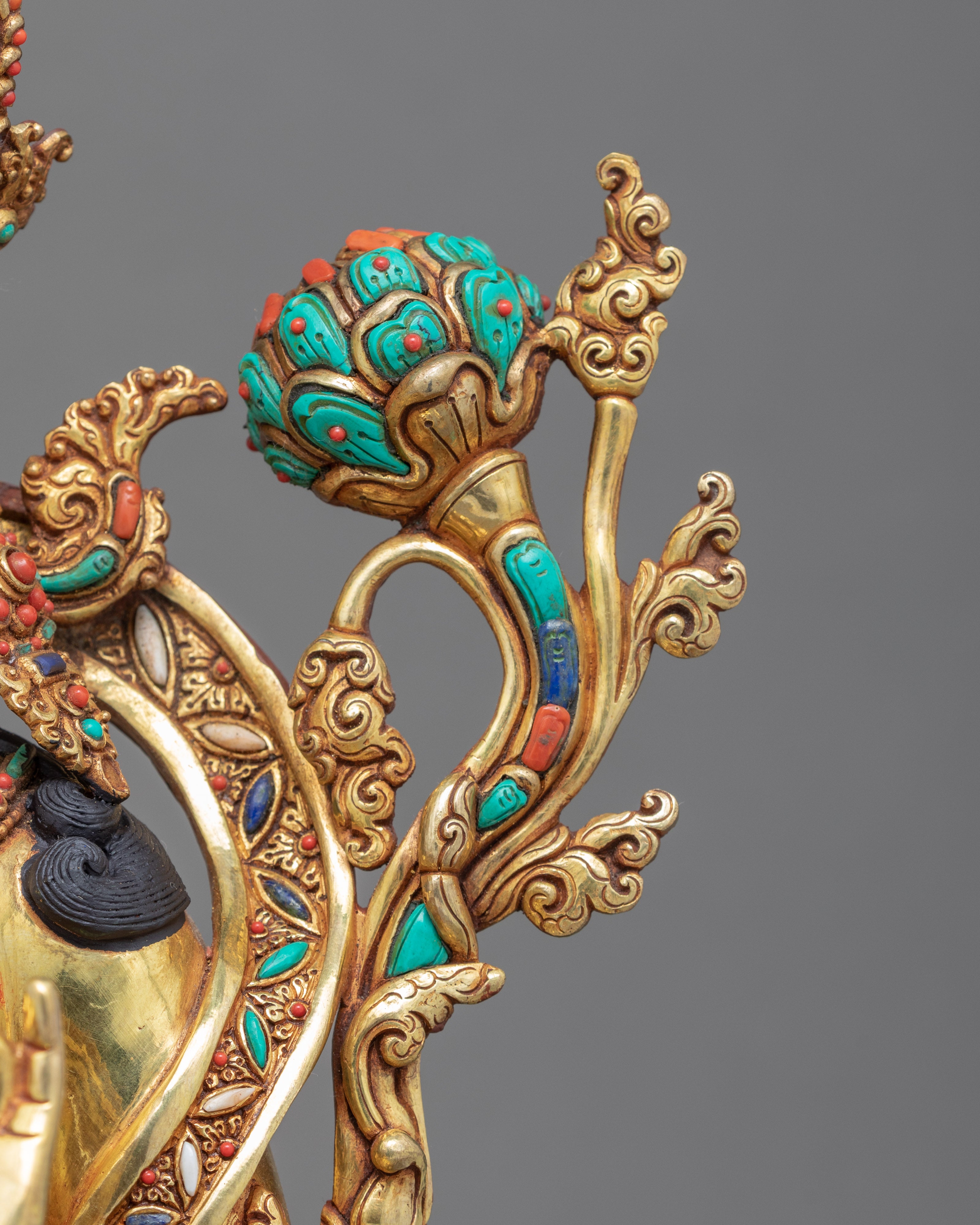 Green Tara Buddha Sculpture | Gold Gilded Sculpture from Nepal