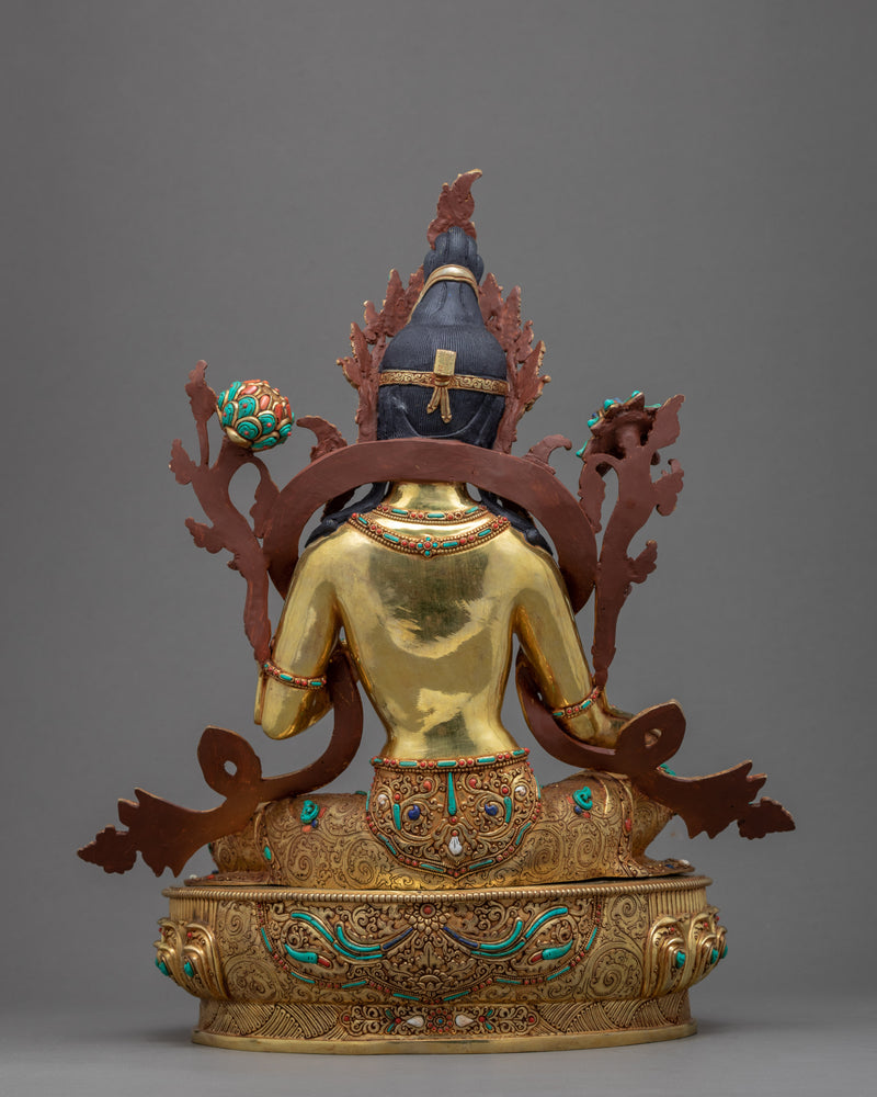 Green Tara Buddha Sculpture | Gold Gilded Sculpture from Nepal