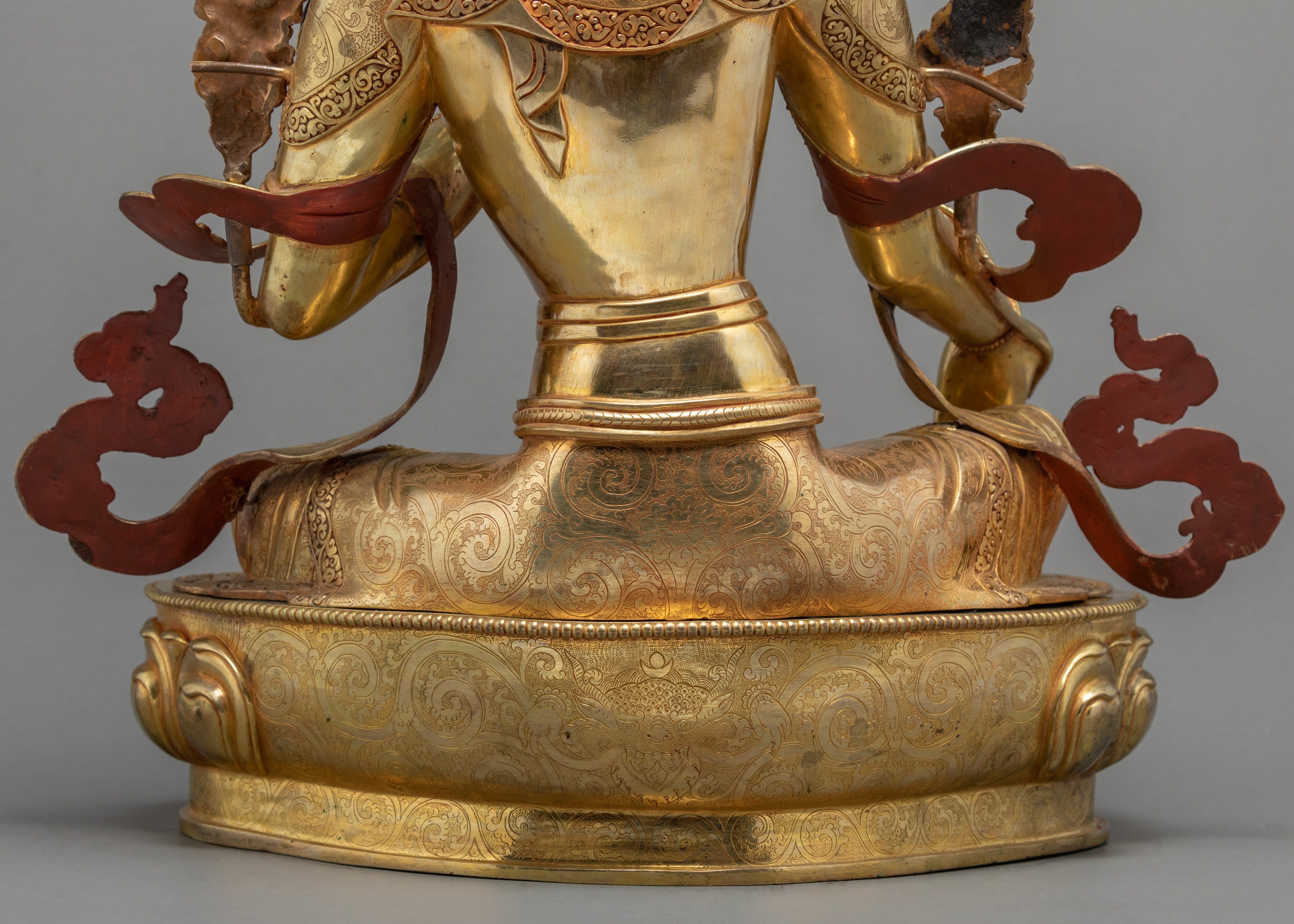Large Green Tara Gold Statue | Hand carved Mother Tara Sculpture