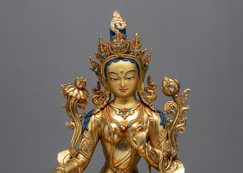 Green Tara Goddess | Compassion Deity Statue | Handcrafted Art