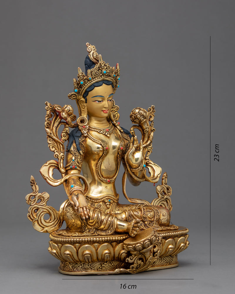 Green Tara Mother Sculpture | Traditional Hand Carved Statue