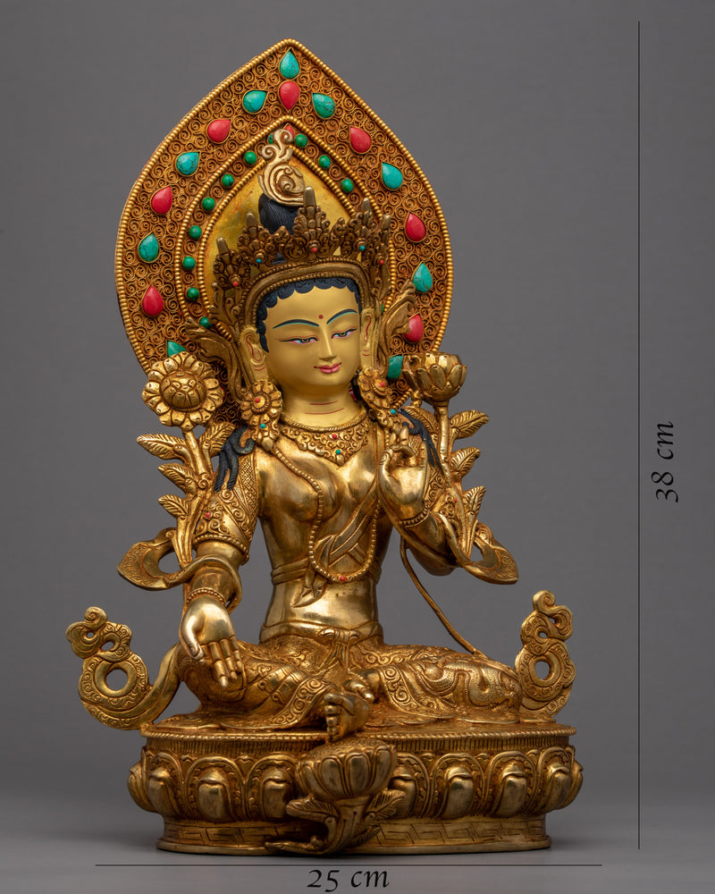 Green Tara Guru Statue | Female Buddha Art