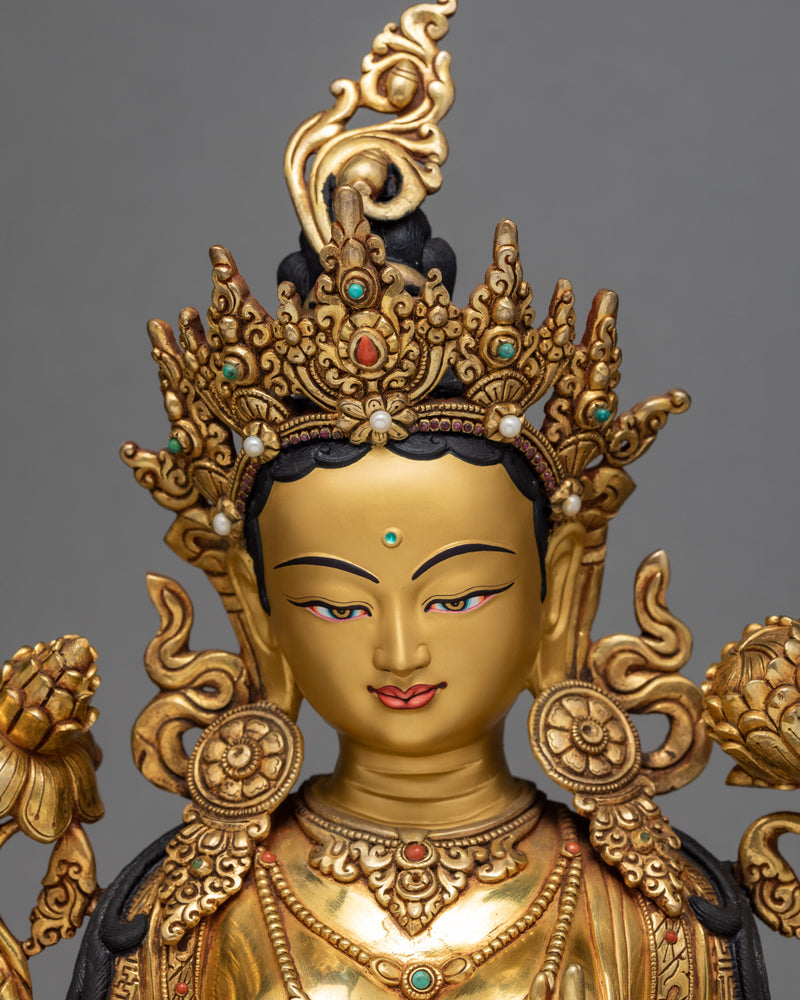 Green Tara Statue | Himalayan Buddhist Art | Tibetan Sculpture