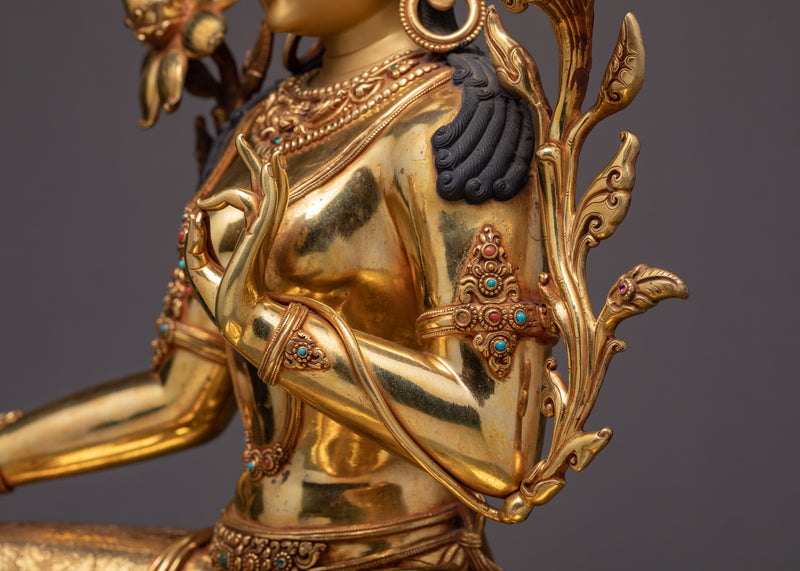 Green Tara Goddess, Large Buddhist Sculpture, A Sacred Statue of Himalayas