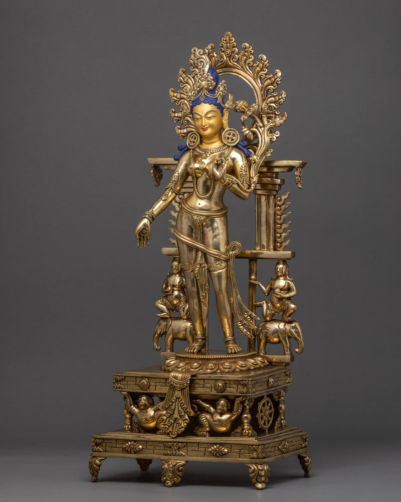 Standing Green Tara Sculpture | Tibetan Female Buddha