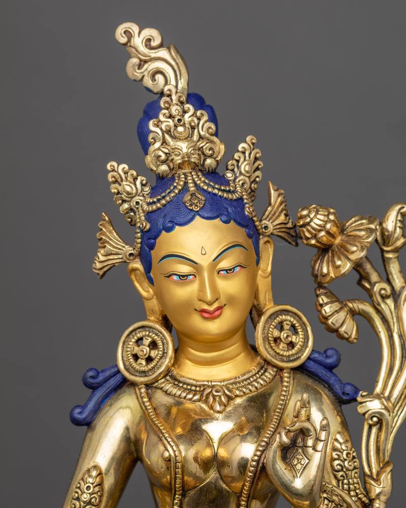 Standing Green Tara Sculpture | Tibetan Female Buddha