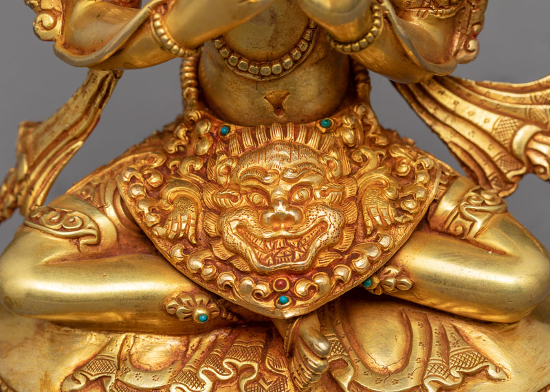 Green Tara Gold Sculpture | Tibetan Handmade Compassionate Deity of Buddhism
