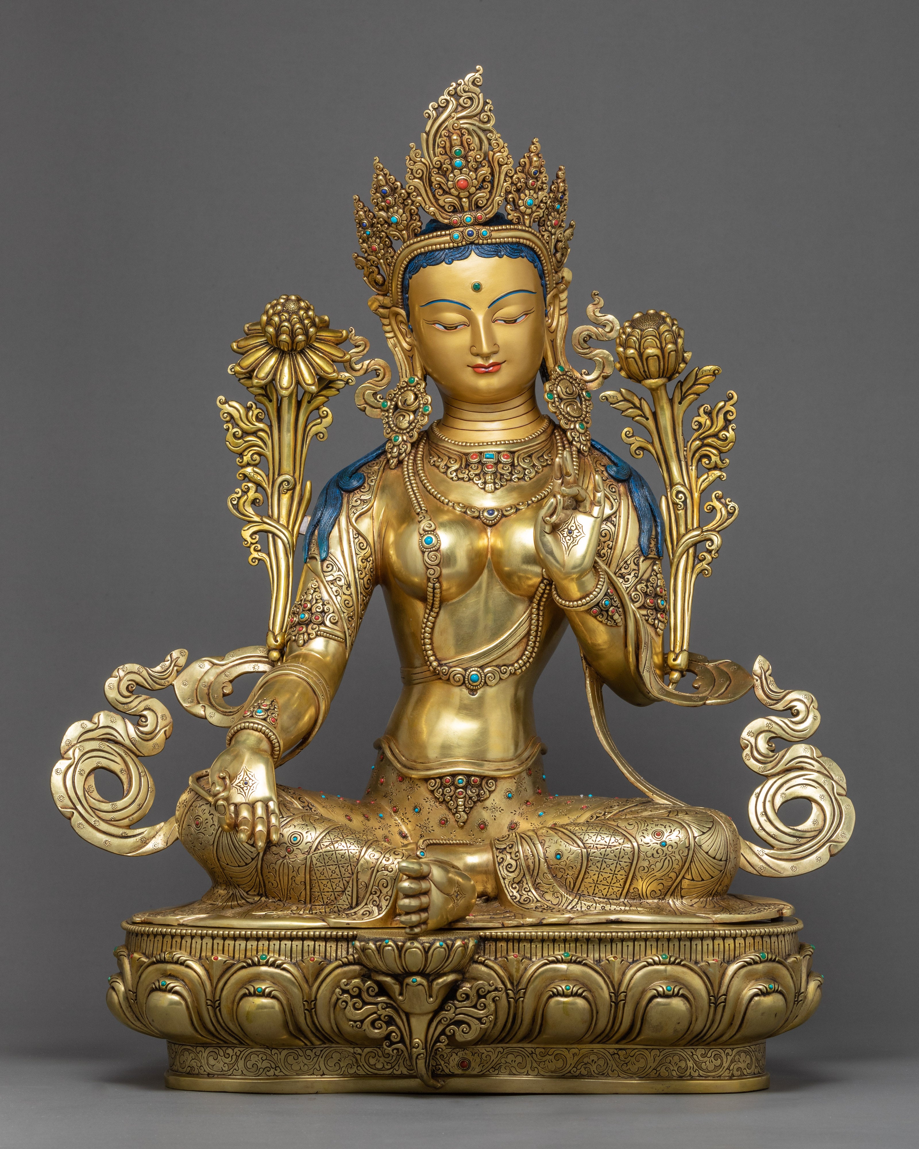 Mother Tara Green Statue | Finely Hand Carved Sculpture