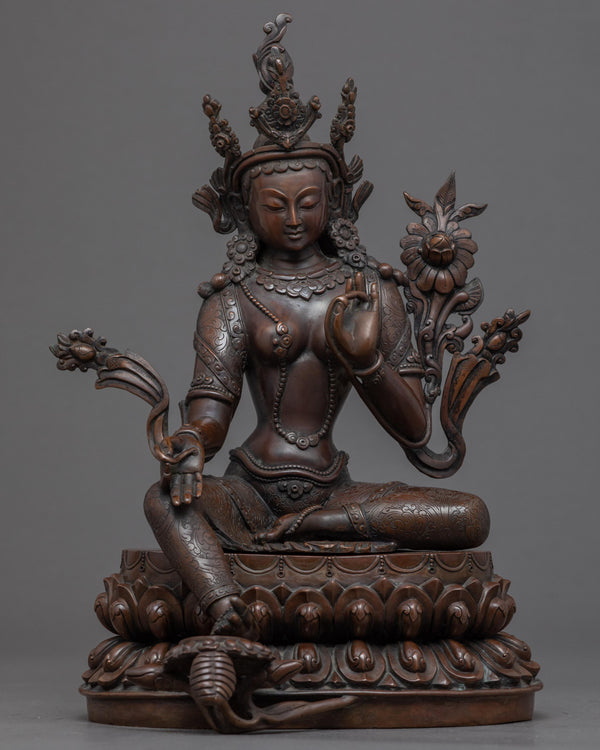Green Tara Copper Statue