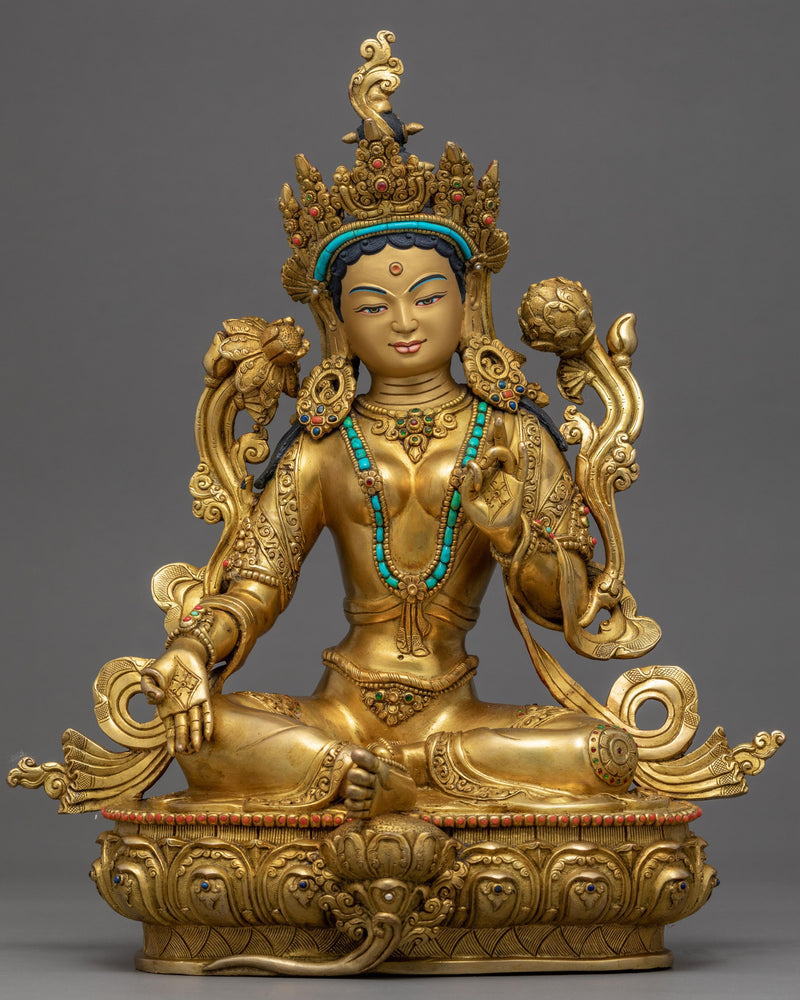 Green Tara Golden Statue 