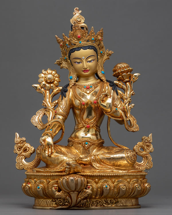 Gold Green Tara Statue