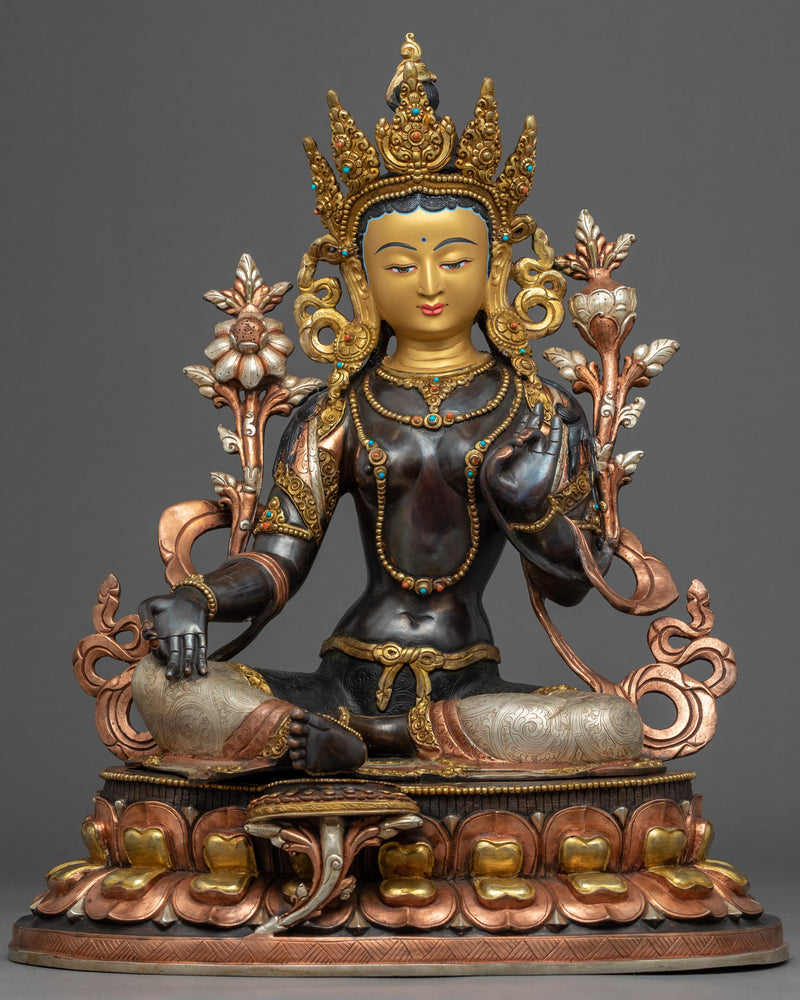 Gold Gilded Buddhist Art Tara Sculpture
