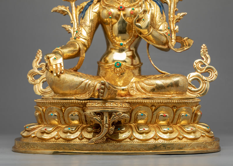 Mother Tara Statue | Traditionally Hand Carved Green Tara Art