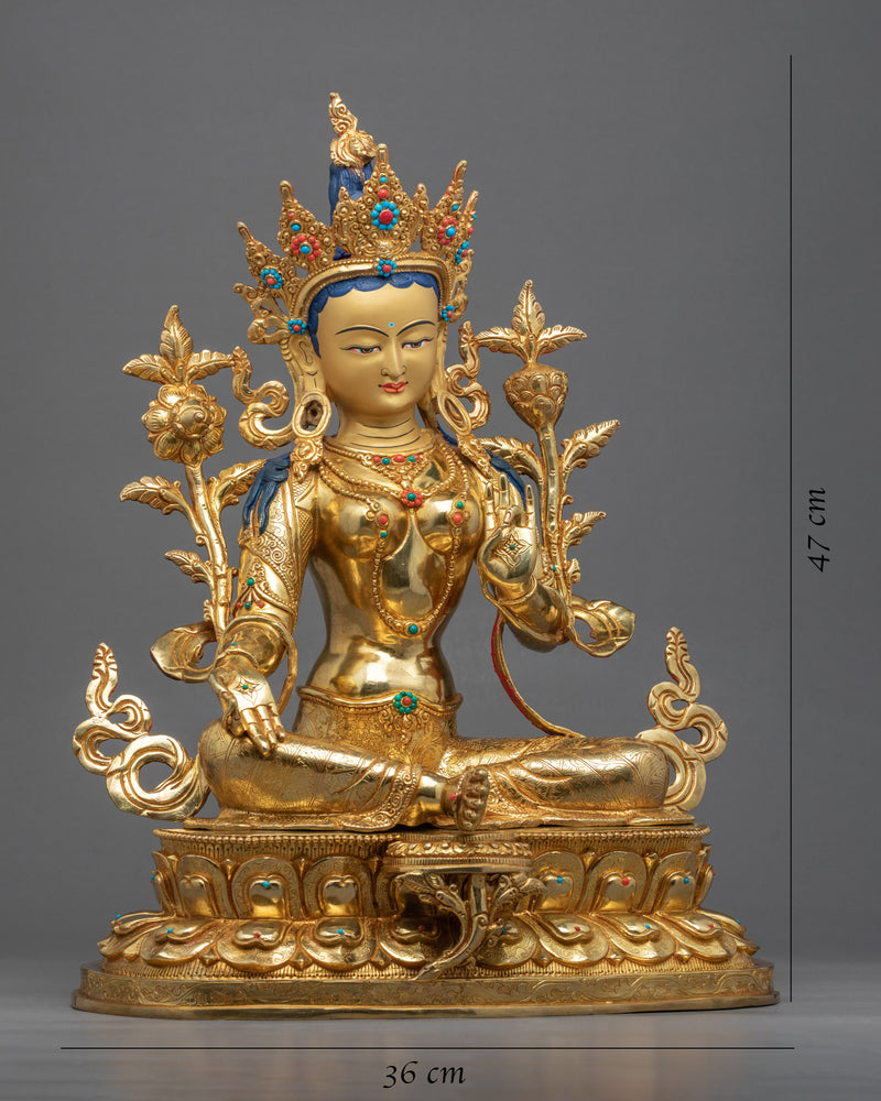 Mother Tara Statue | Traditionally Hand Carved Green Tara Art