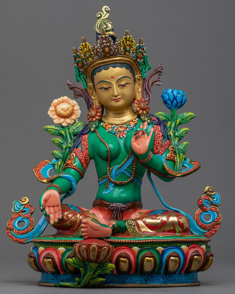 Green Tara Sculpture Traditionally Hand Carved
