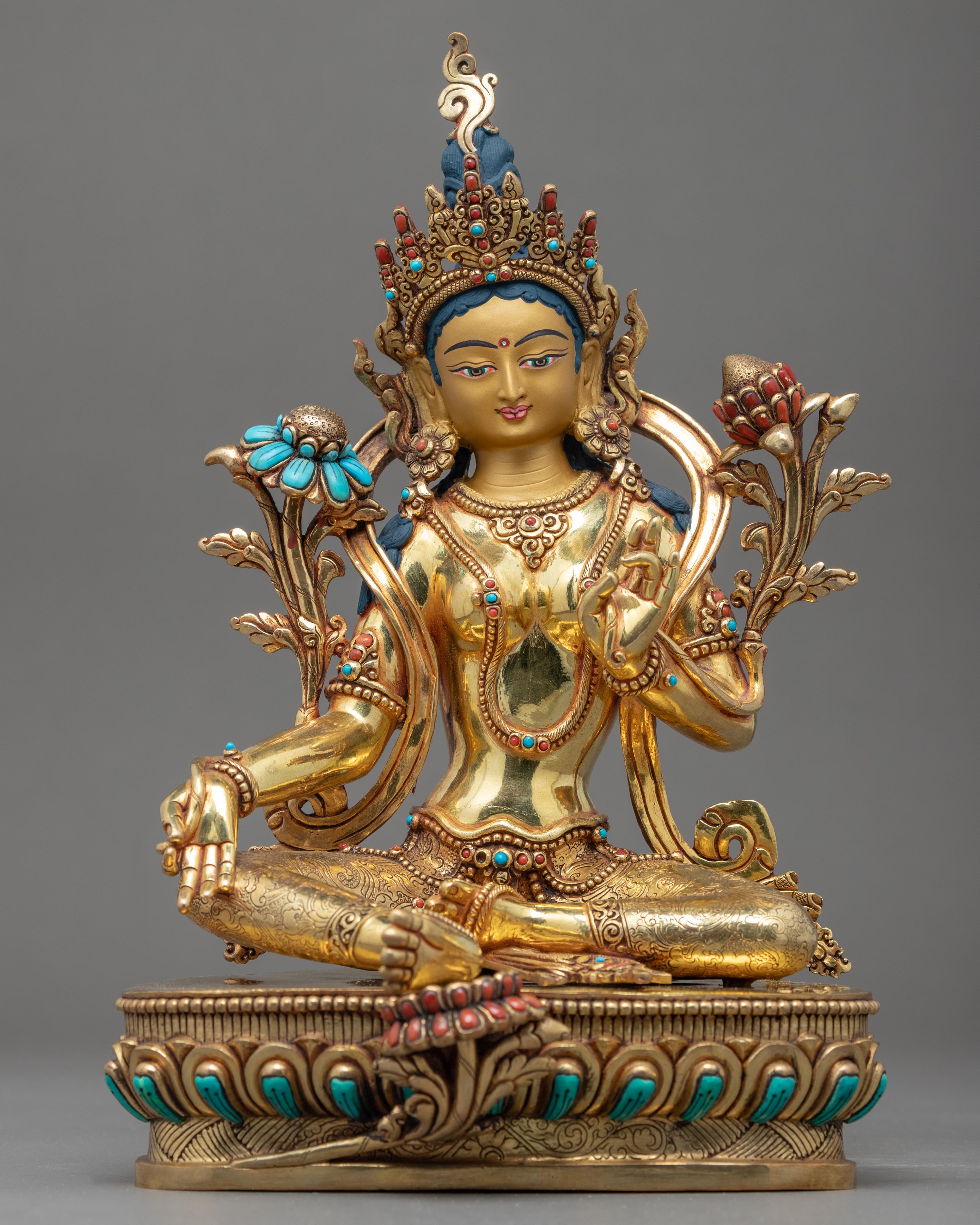 Green Tara Mother Sculpture | Traditional Buddhist Statue of Nepal