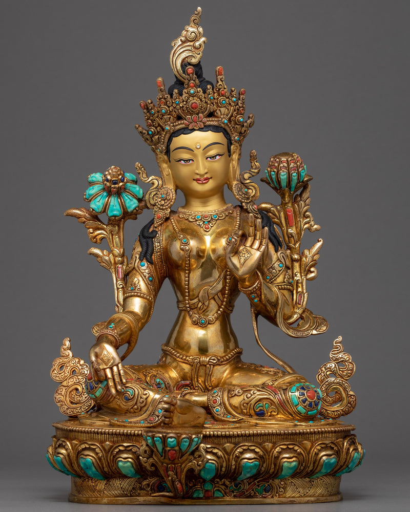 Green Tara Goddess Sculpture 