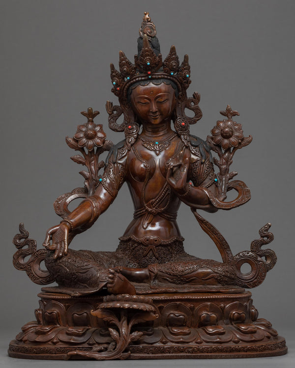 Green Tara Copper Sculpture 