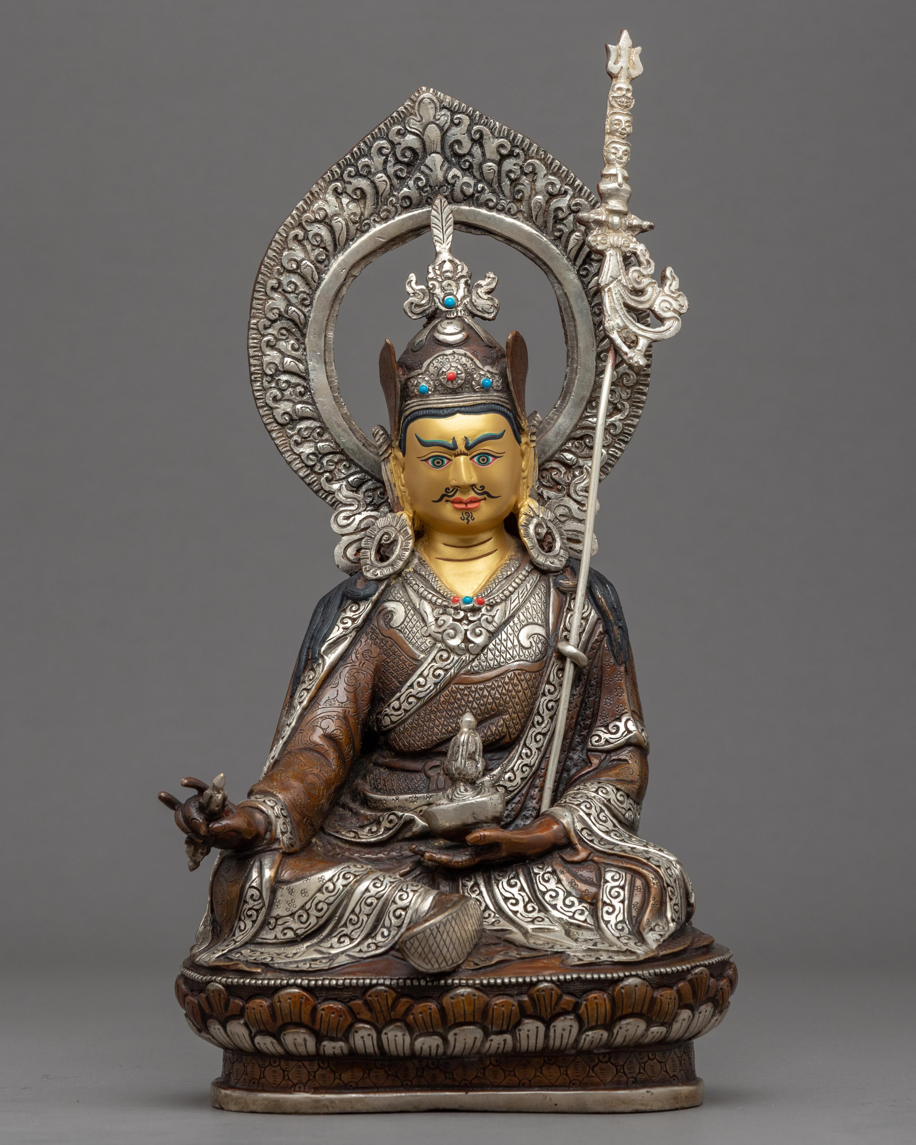 Guru Rinpoche Meditation Statue | Traditionally Carved Lotus Born Mast