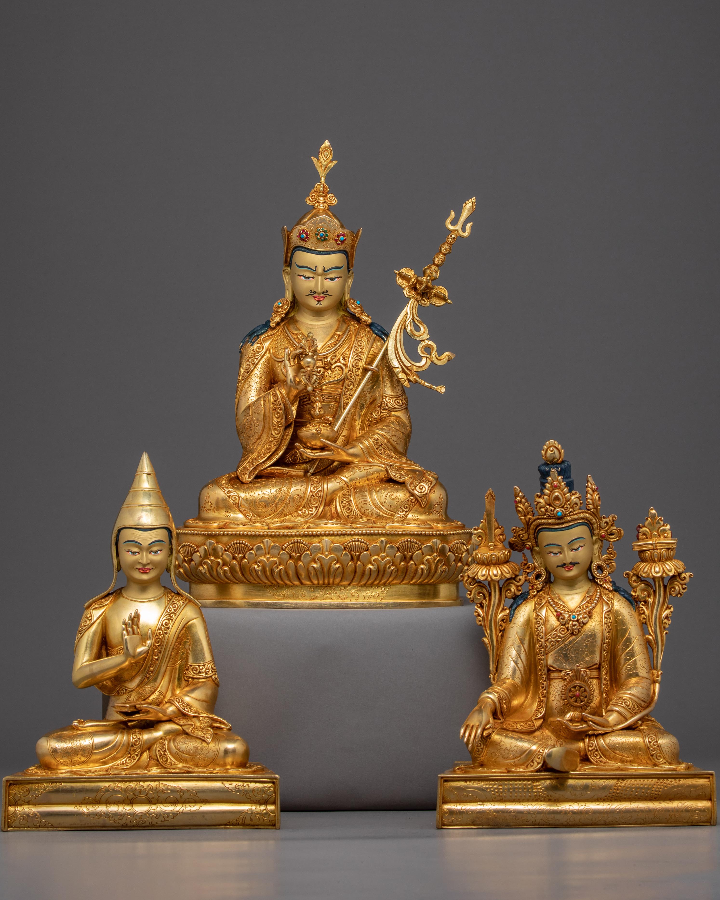 Guru Rinpoche with Trisong Detsen And Santaraksita Statue