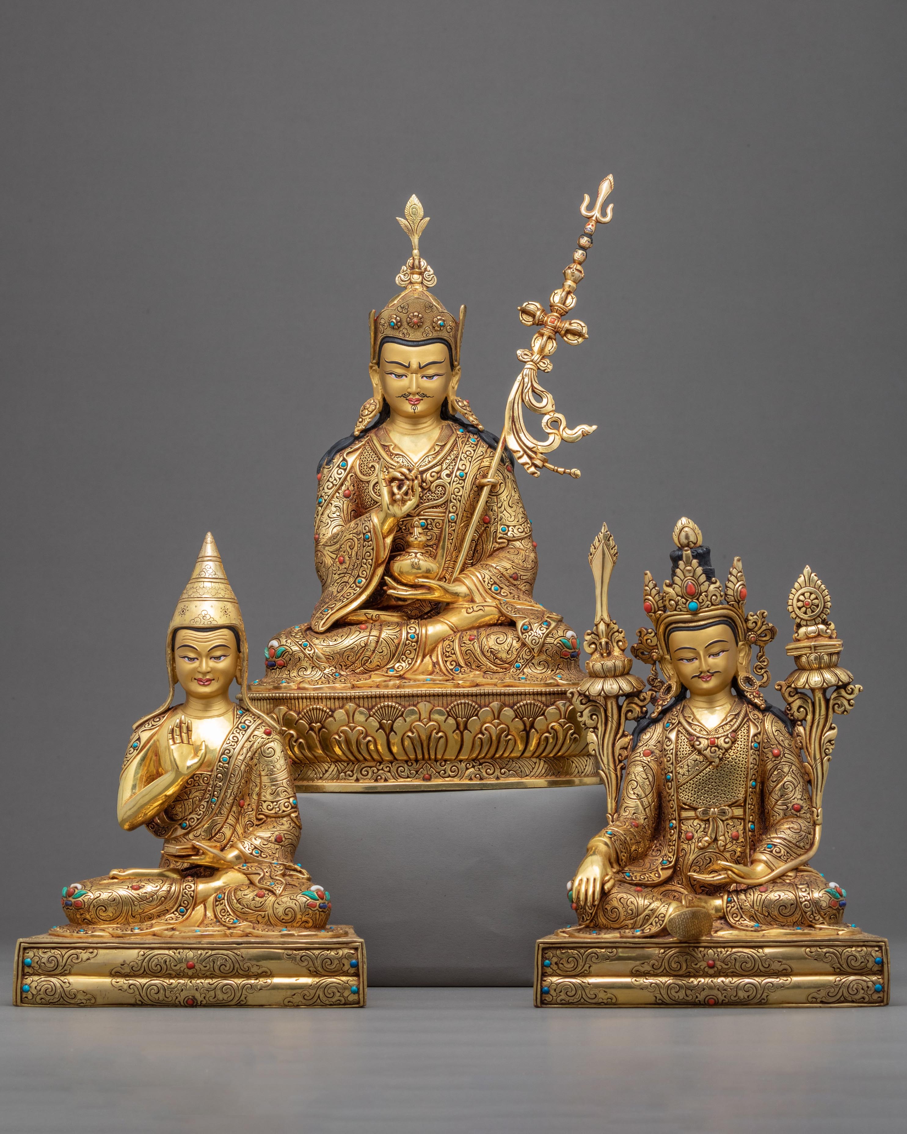 Guru Rinpoche Trisong Detsen Santaraksita Statue